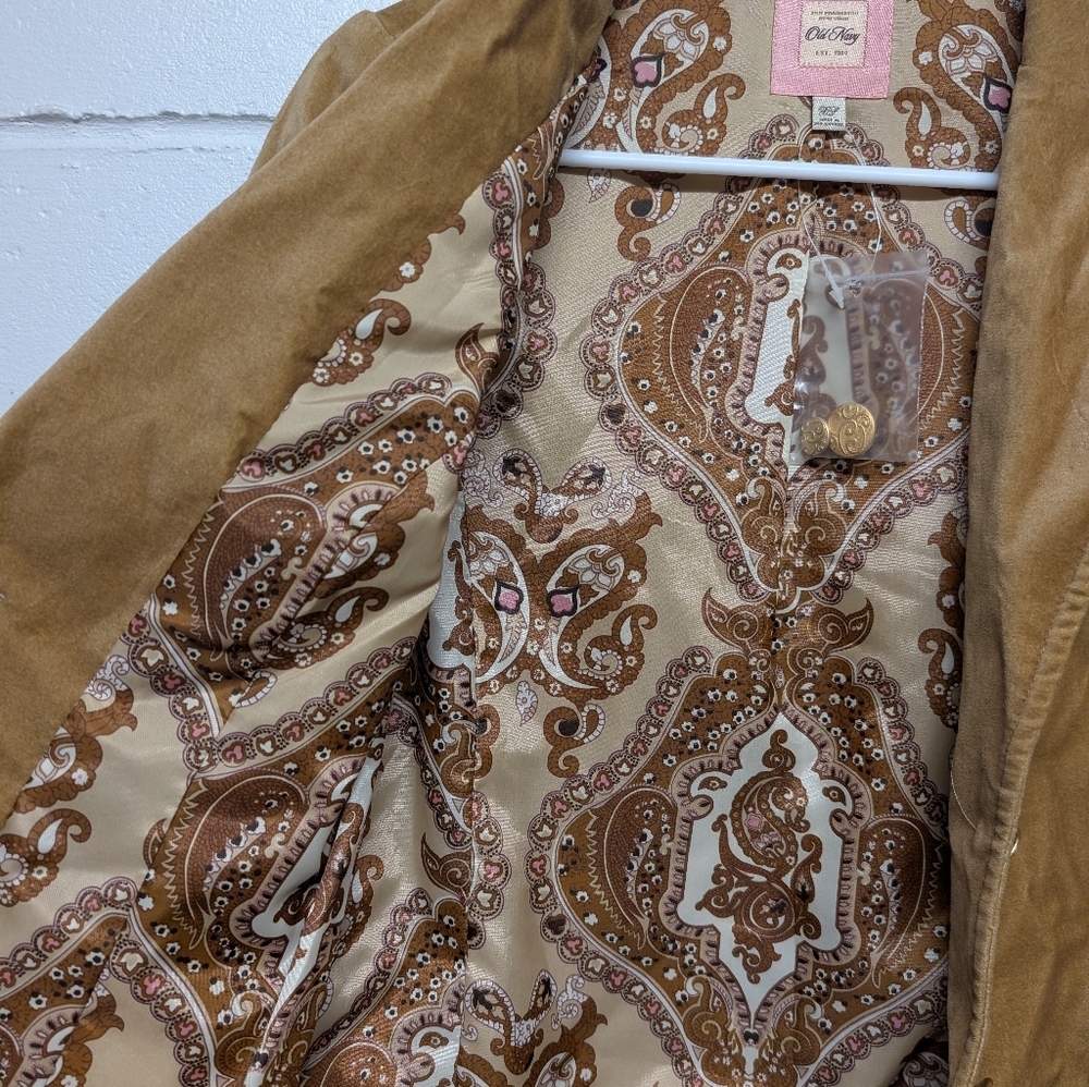 Vintage OLD NAVY Women's Tan Velvet Blazer Y2K Jacket NWOT Deadstock (XS) - Picture 3 of 9